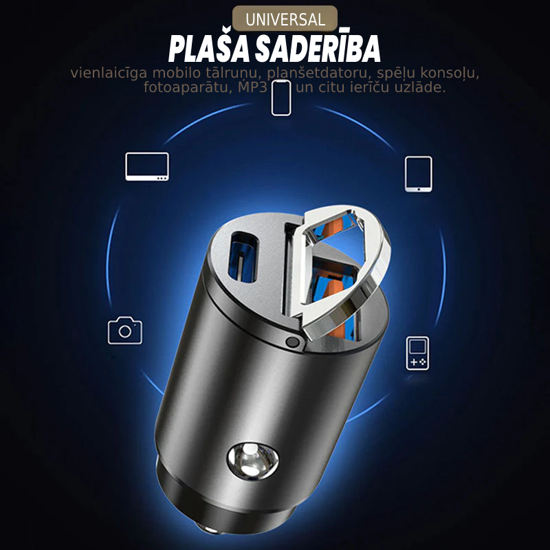 "CarAdapt" ātrās uzlādes tālruņa lādētājs automašinā