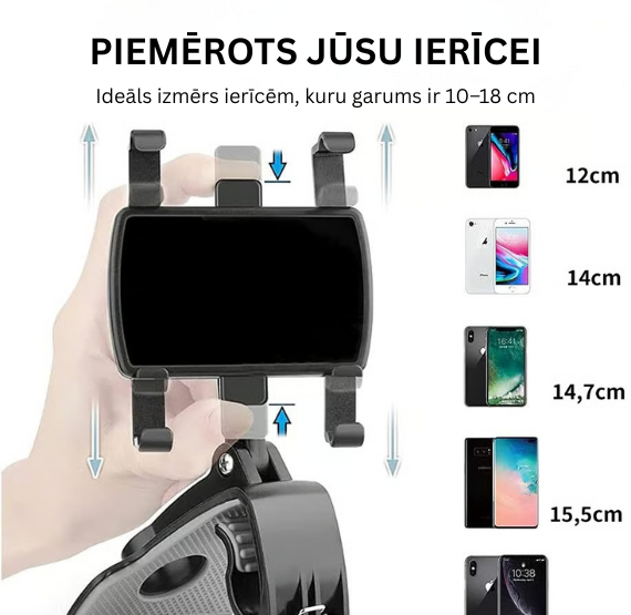 360 grādu rotējošs automašīnas tālruņa turētājs