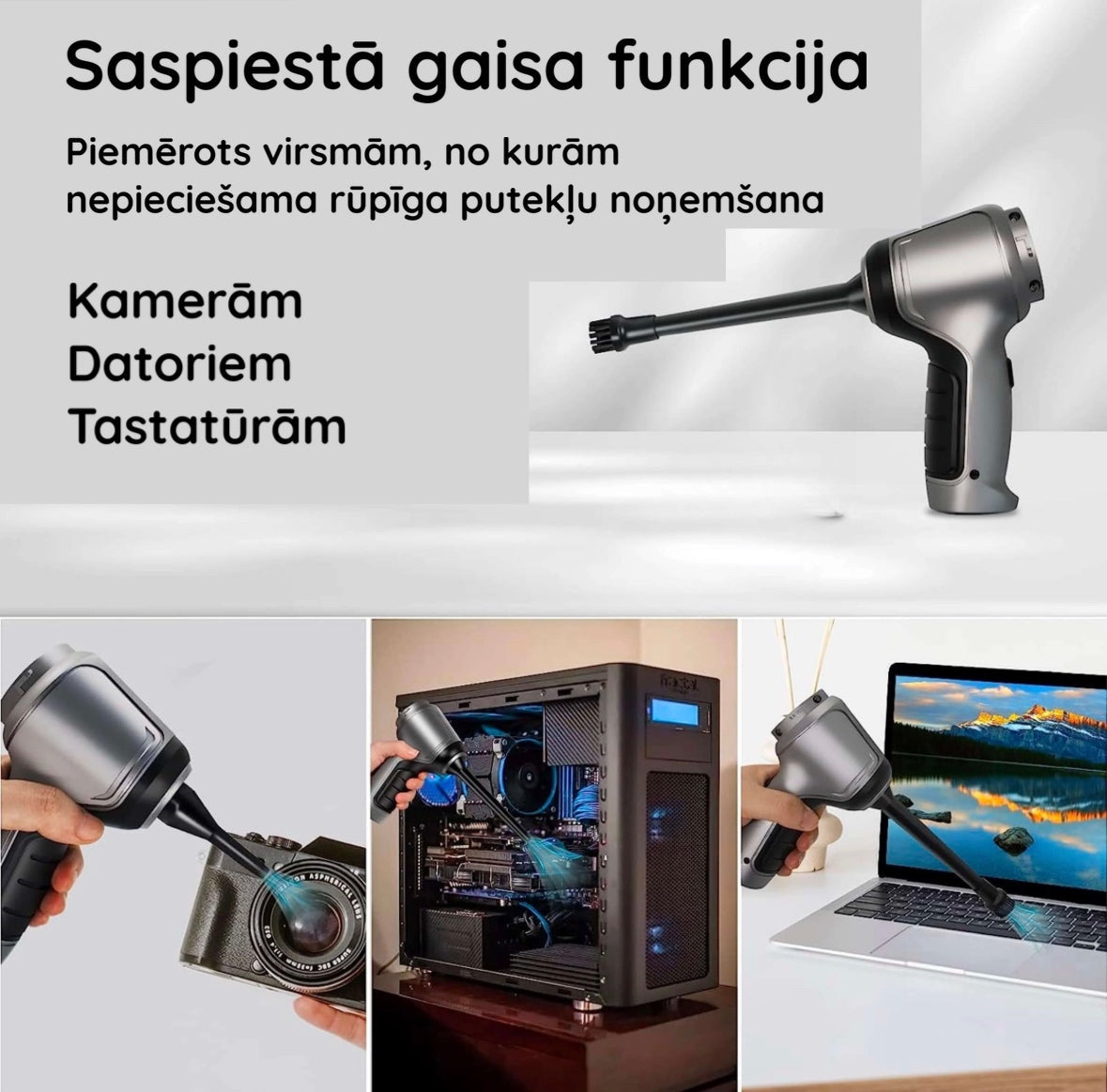 Jaudīgs 60W bezvadu mini putekļusūcējs