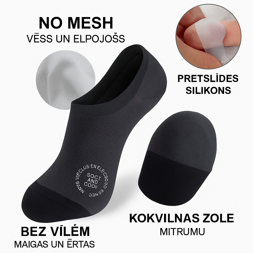 Īpaši plānas neslīdošas neredzamās zeķes