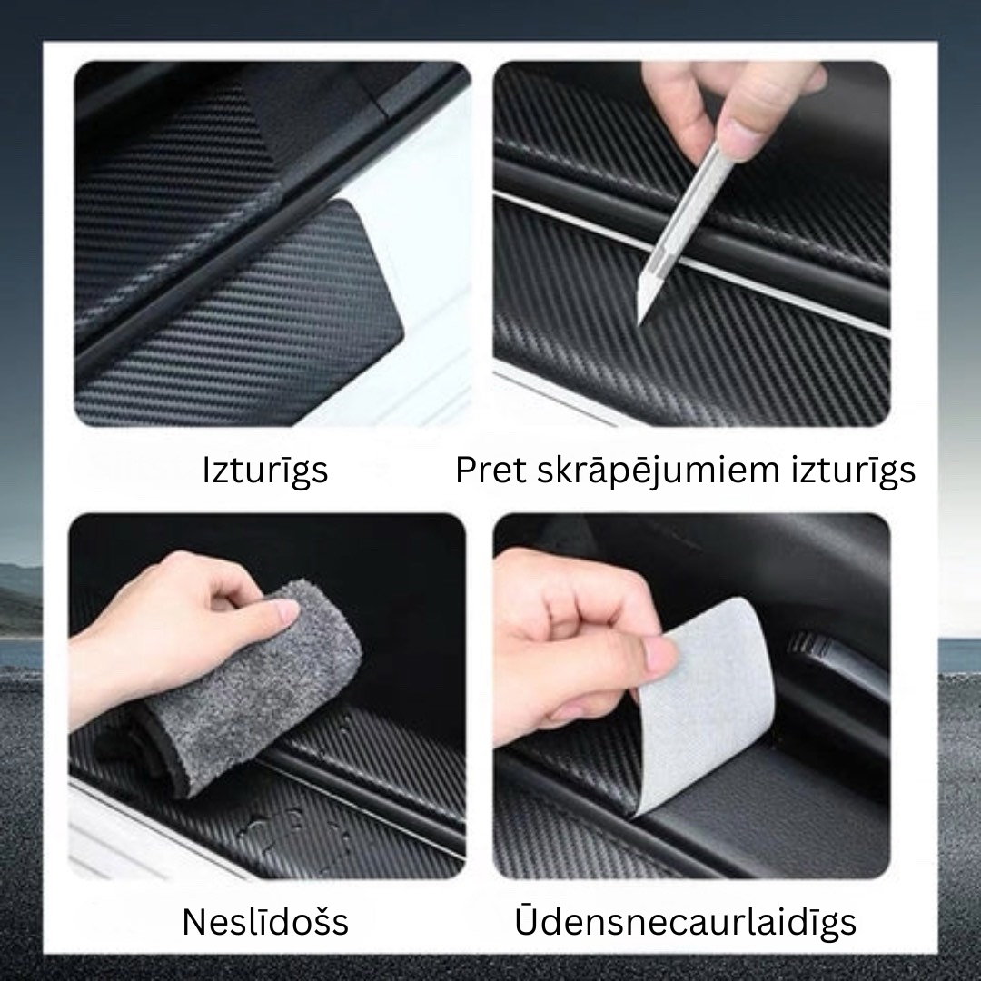 Automobiļa bagāžas nodalījuma uzlīme