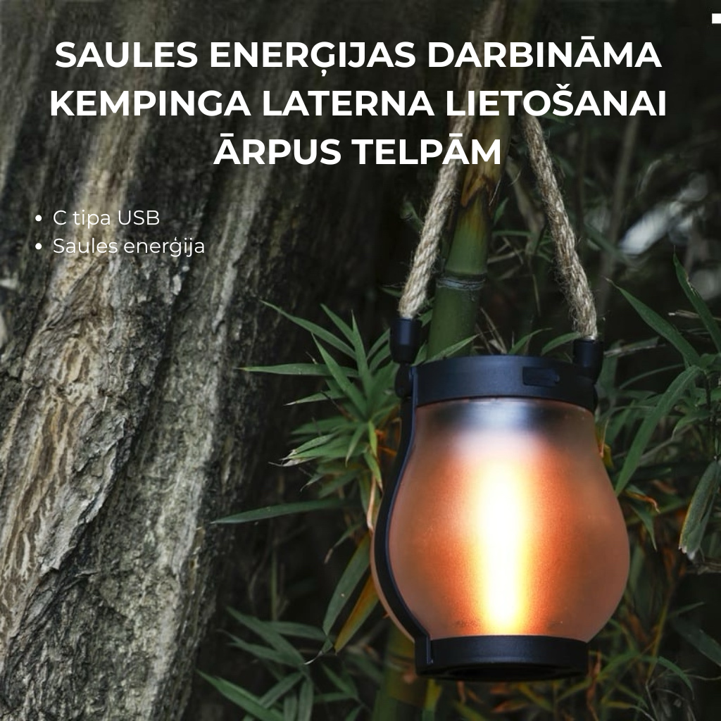 Saules enerģijas lampas ar kaņepju virvi