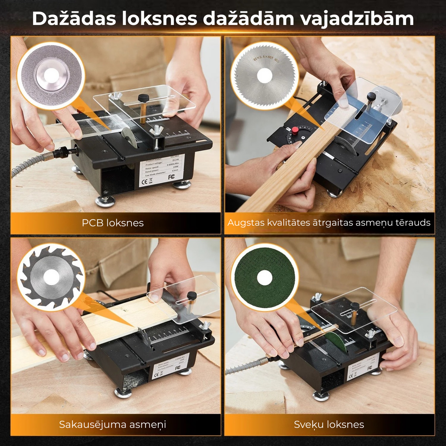Mini daudzfunkcionālais galda zāģis