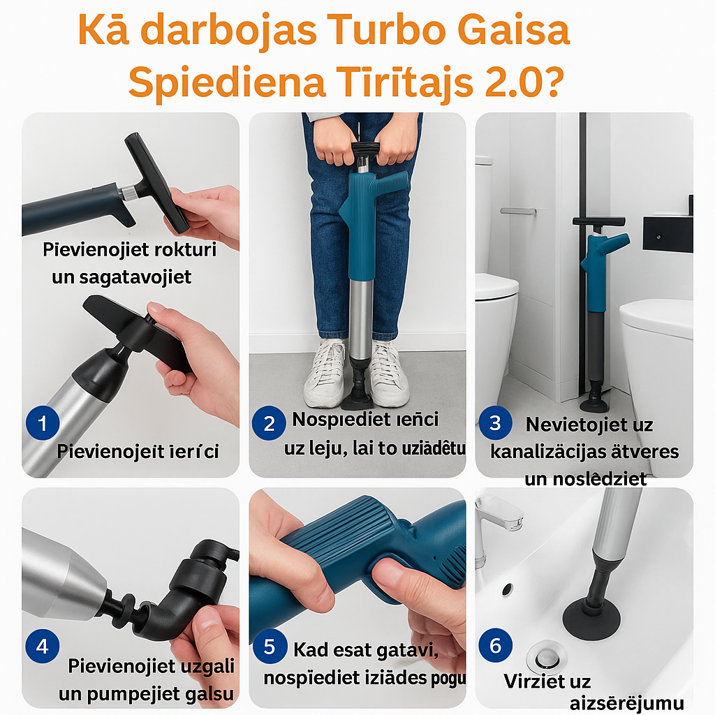 Uzlabots Turbo gaisa spiediena virzulis 2.0™ | Attīra visus kanalizācijas aizsprostojumus!