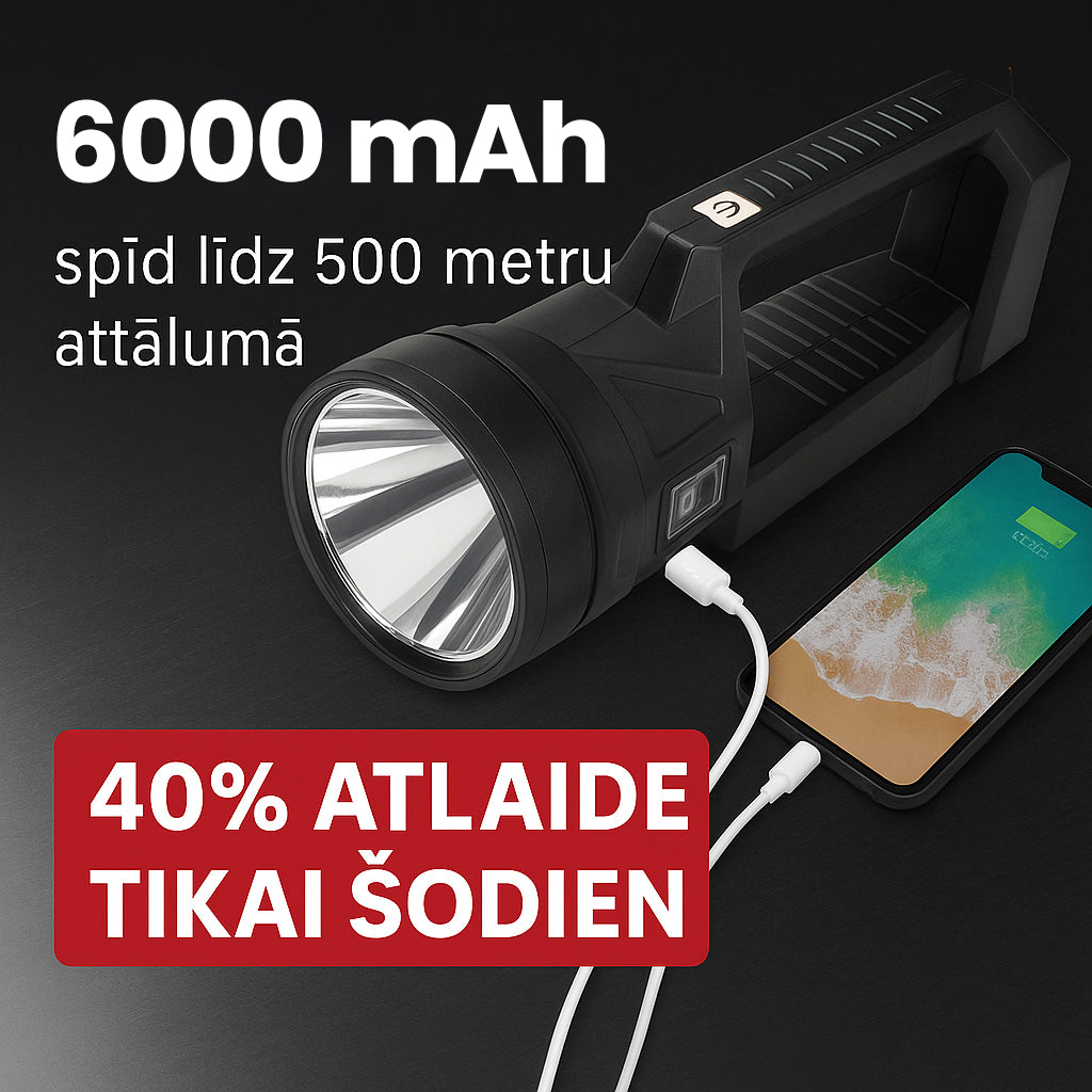 PowerBeam™ Super lukturis | Īpaši spilgts • 6000 mAh • 500 m distance