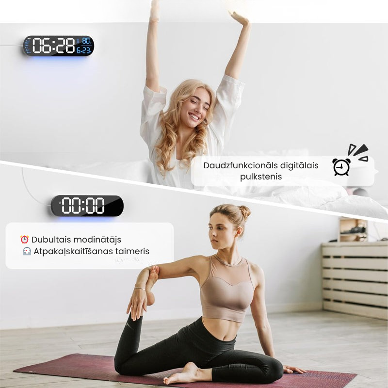 Daugfunkcionāls LED displeja pulkstenis