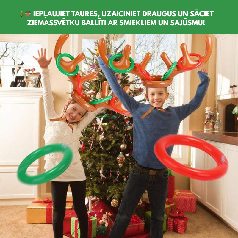 🎉 Ziemassvētku spēle „Ragu mešana“ – piepūšami aļņa ragi
