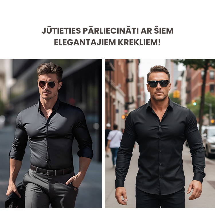 Vīriešu krekli ar garām piedurknēm, atloki un pogas, vienkrāsaini