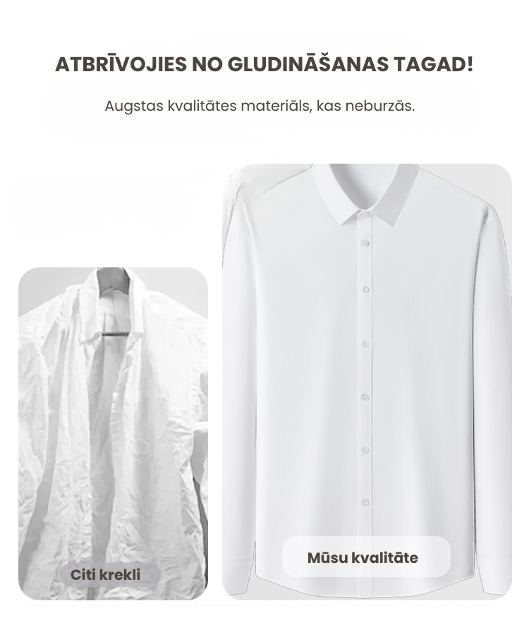 Vīriešu krekli ar garām piedurknēm, atloki un pogas, vienkrāsaini