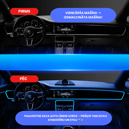 🚗 Automašīnas dekoratīvā RGB LED sloksne💡