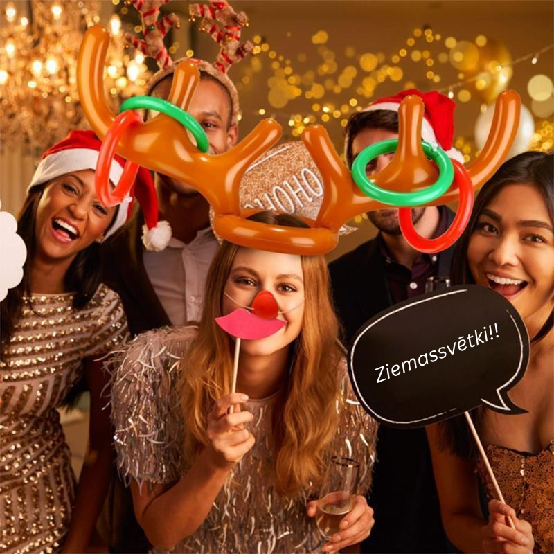 🎉 Ziemassvētku spēle „Ragu mešana“ – piepūšami aļņa ragi