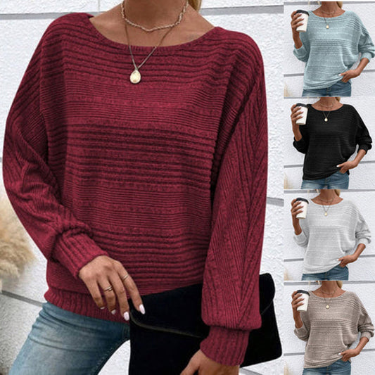 💜 Vienkāršs svītrains krekls ar apaļu izgriezumu un garām piedurknēm