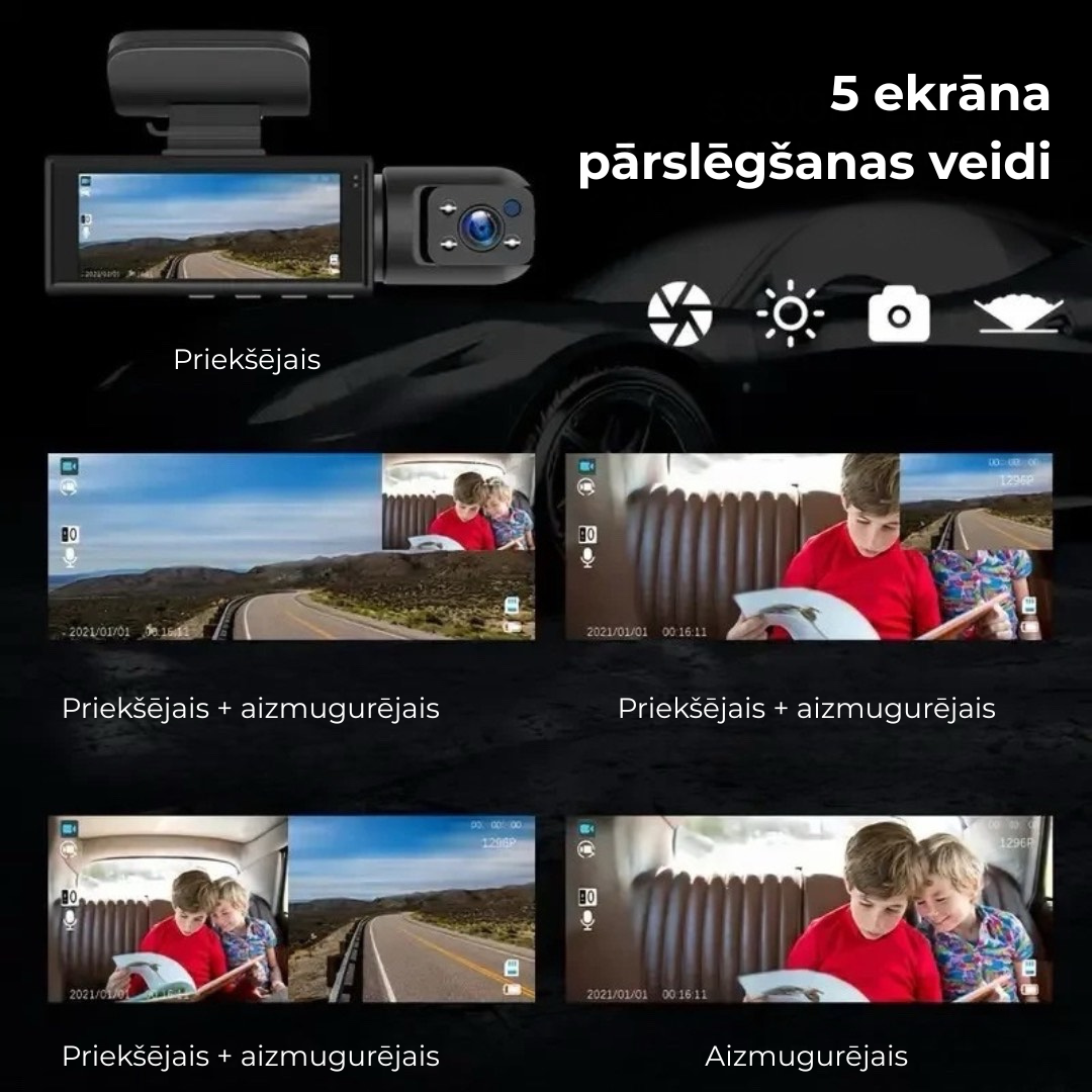 „DriveView Pro” | Divkameru objektīvs, kas nodrošina pilnīgu pārklājumu