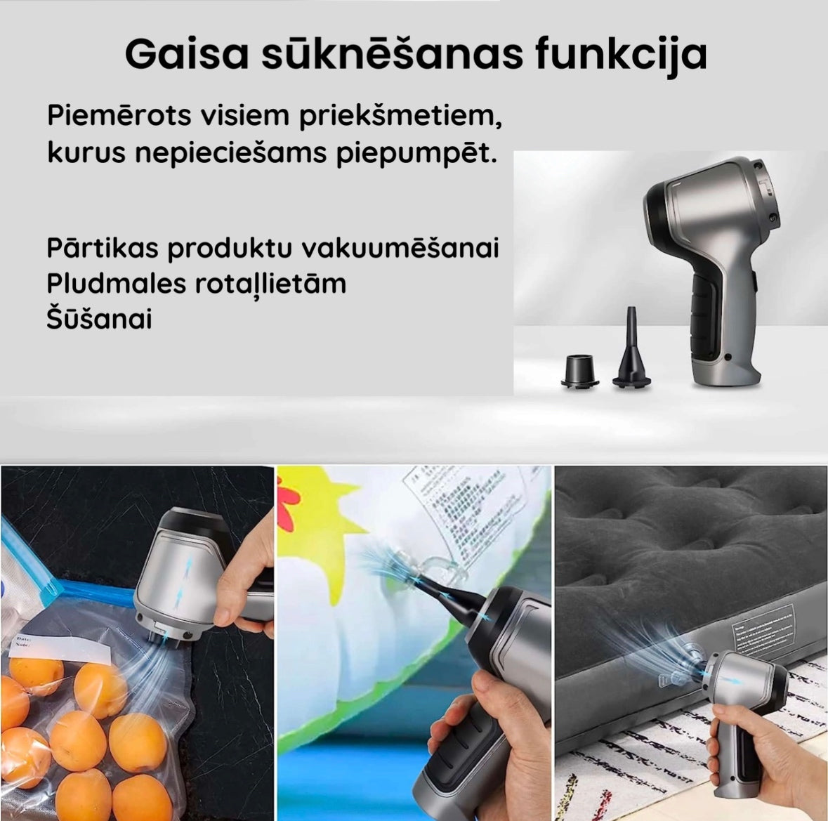 Jaudīgs 60 W bezvadu mini putekļusūcējs