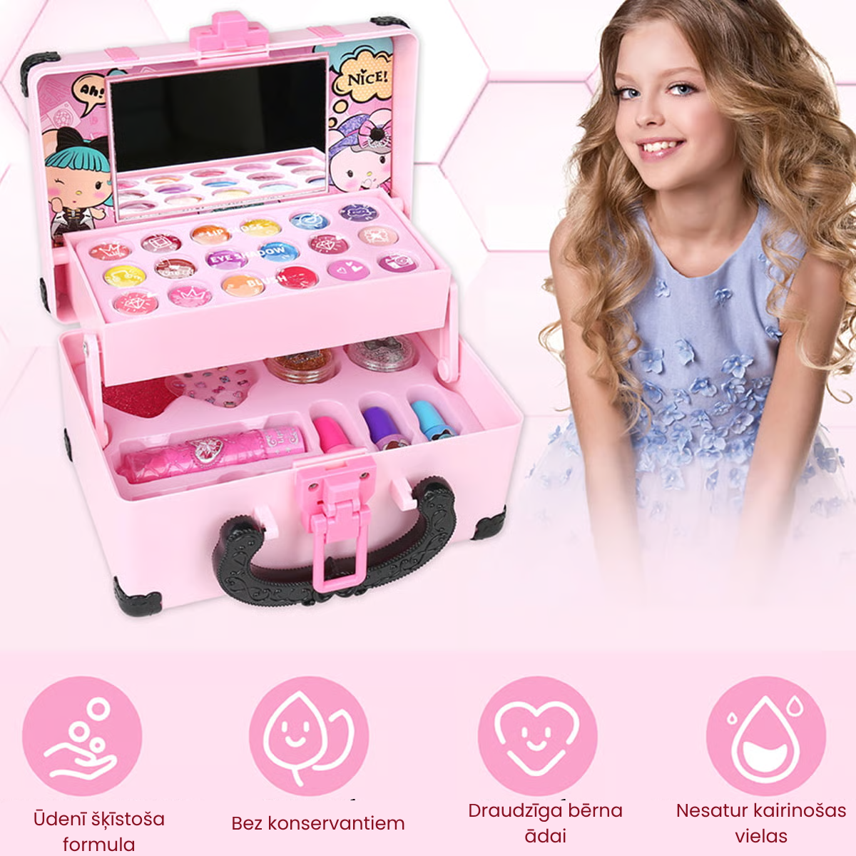 🌸 Bērnu nomazgājamais grima komplekts – droša un radoša spēle