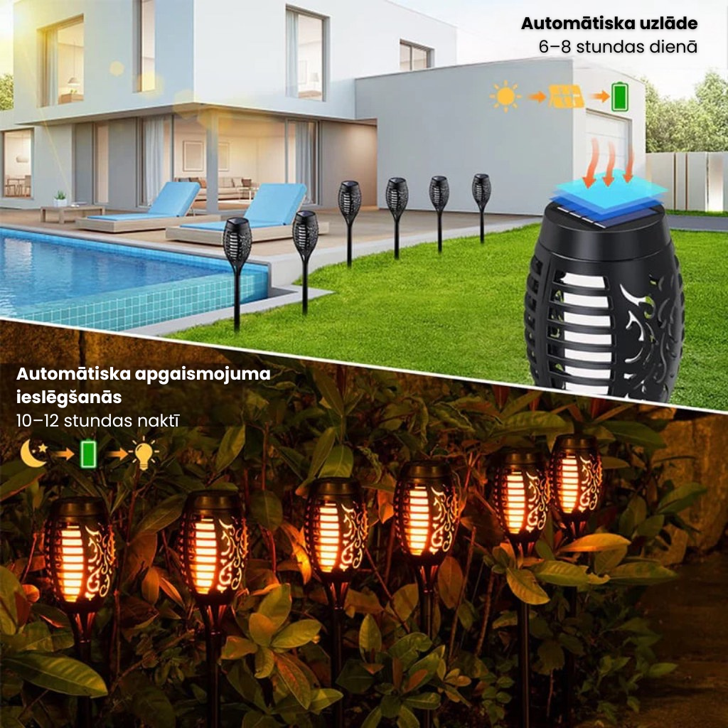 🔥 2025 Saules enerģijas lampas – Āra dekors ar liesmas efektu