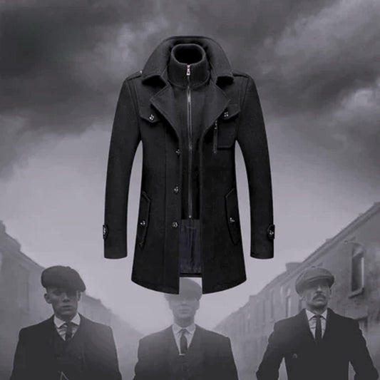 WoolGuard™ Peaky Blinders ziemas mētelis | Grezns vīriešu mētelis ar dubulto apkakli