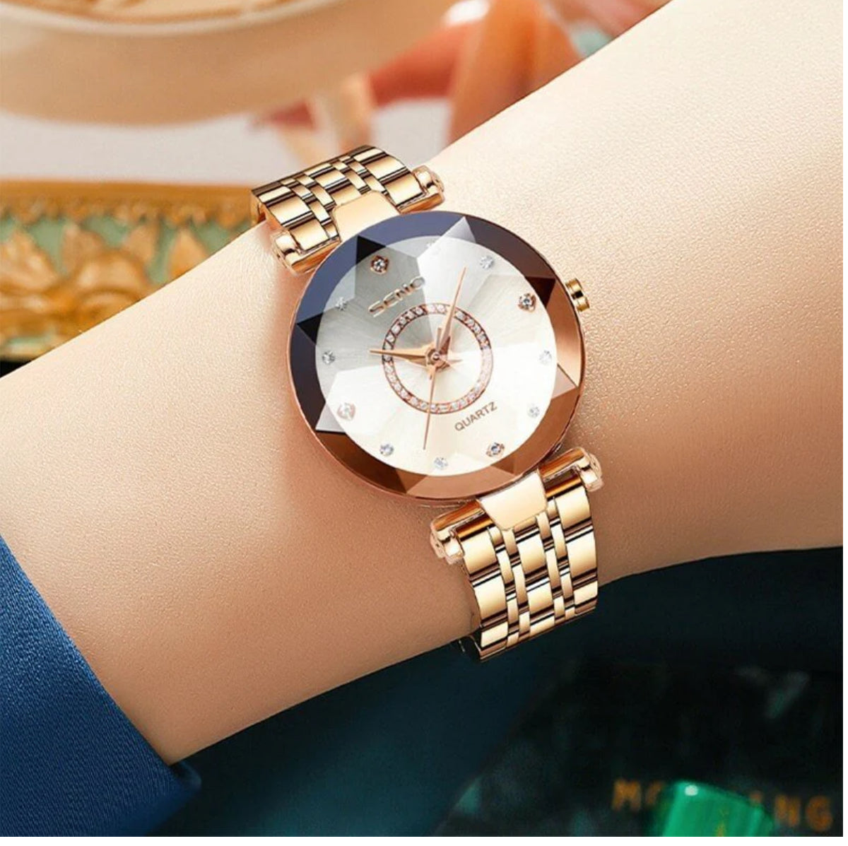 SENO™ Elegance – stilīgs zelta, ādas un ūdensizturīgs pulkstenis