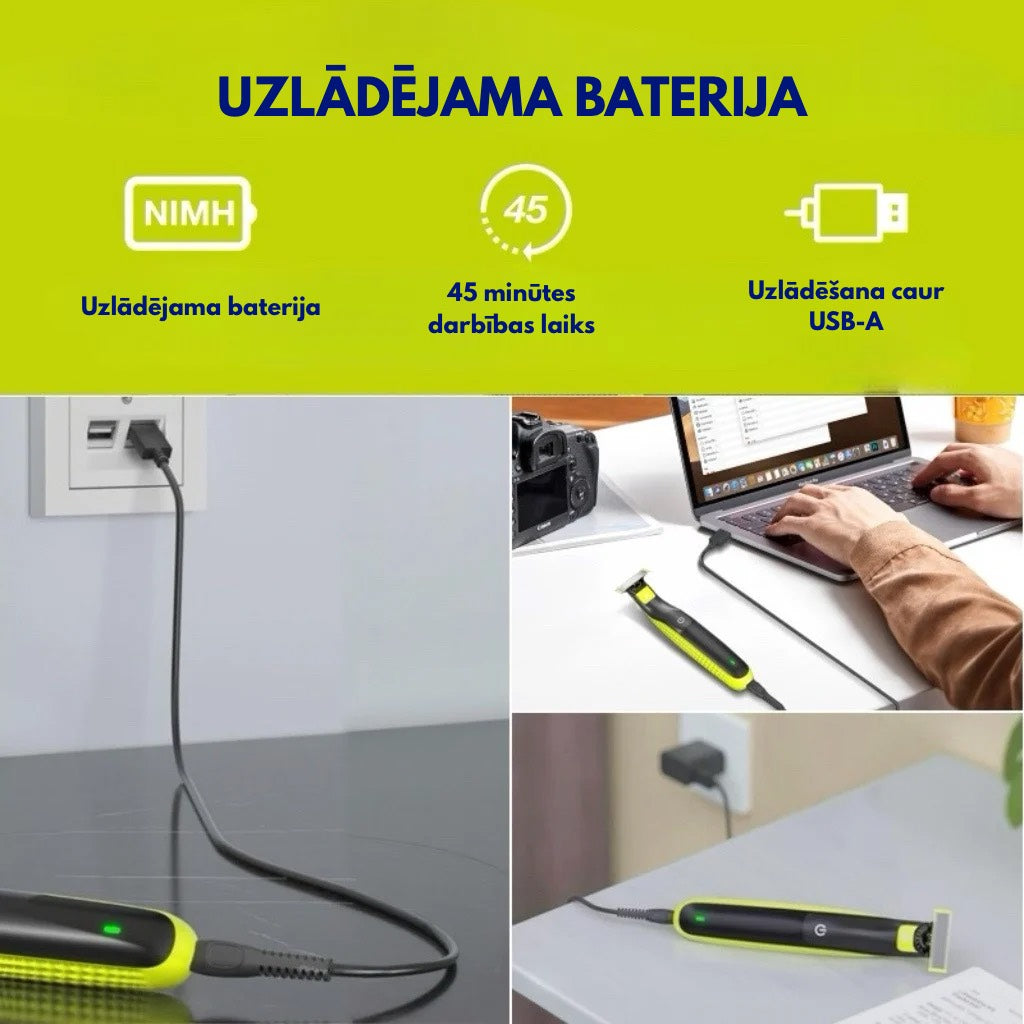 360° Flex Blade – profesionāls daudzfunkcionāls USB trimmeris vīriešiem
