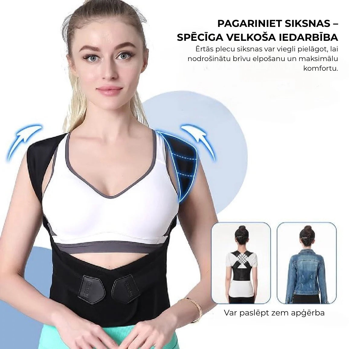 Regulējams ergonomisks stājas korektors – visu dienu atbalsts