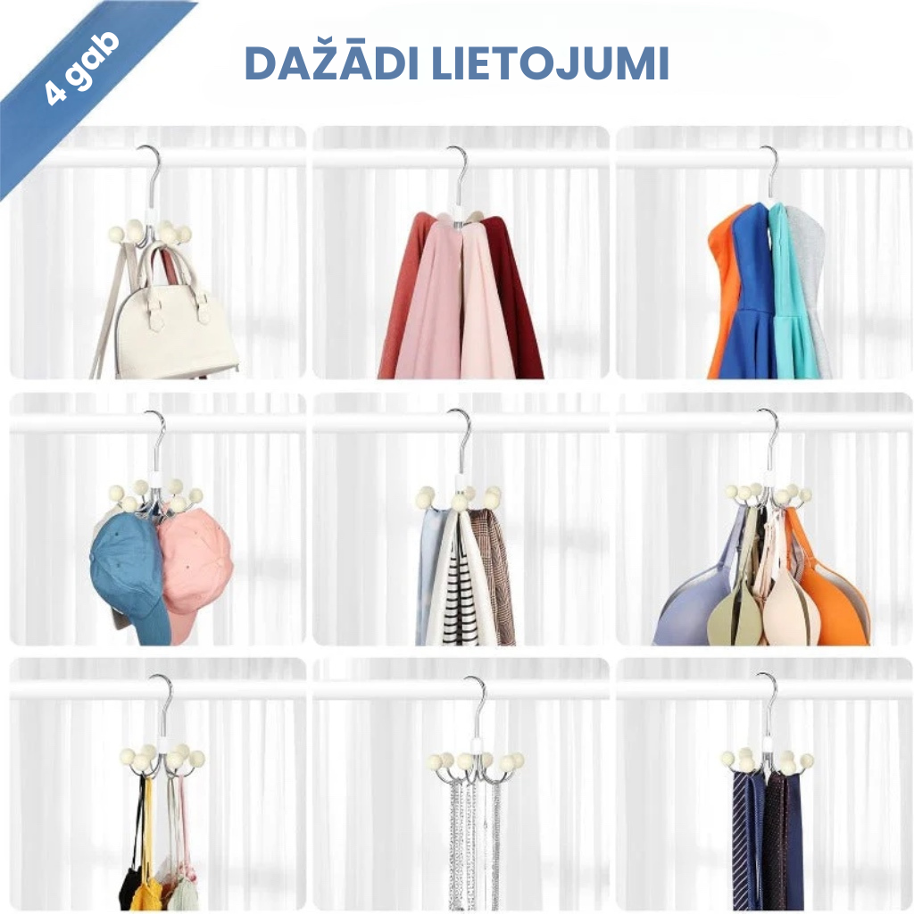 360° rotējošs džemperu un somiņu turētājs