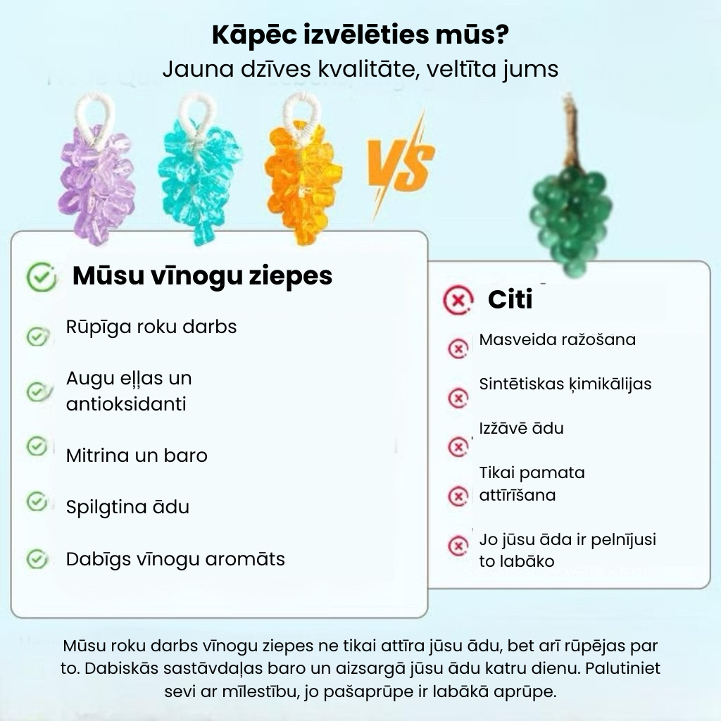 🔥 Oriģināls ar rokām darināts kristālveida vīnogu ziepju gabaliņš – maigas, attīrošas ziepes