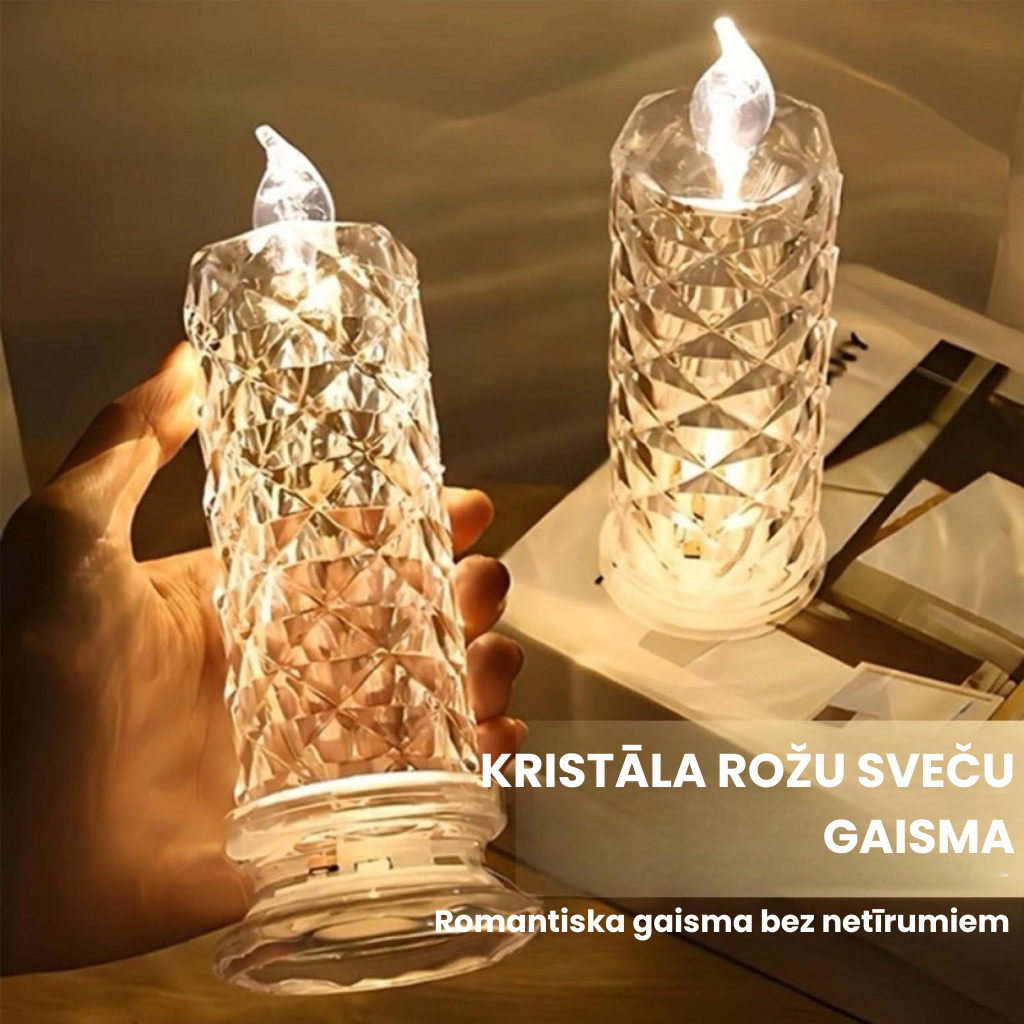 ✨ Kristālrozes svečturis – romantiska gaisma bez piepūles