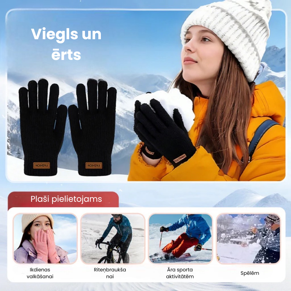 Siltas, termo adītas pieskārieniem jutīgas cimds