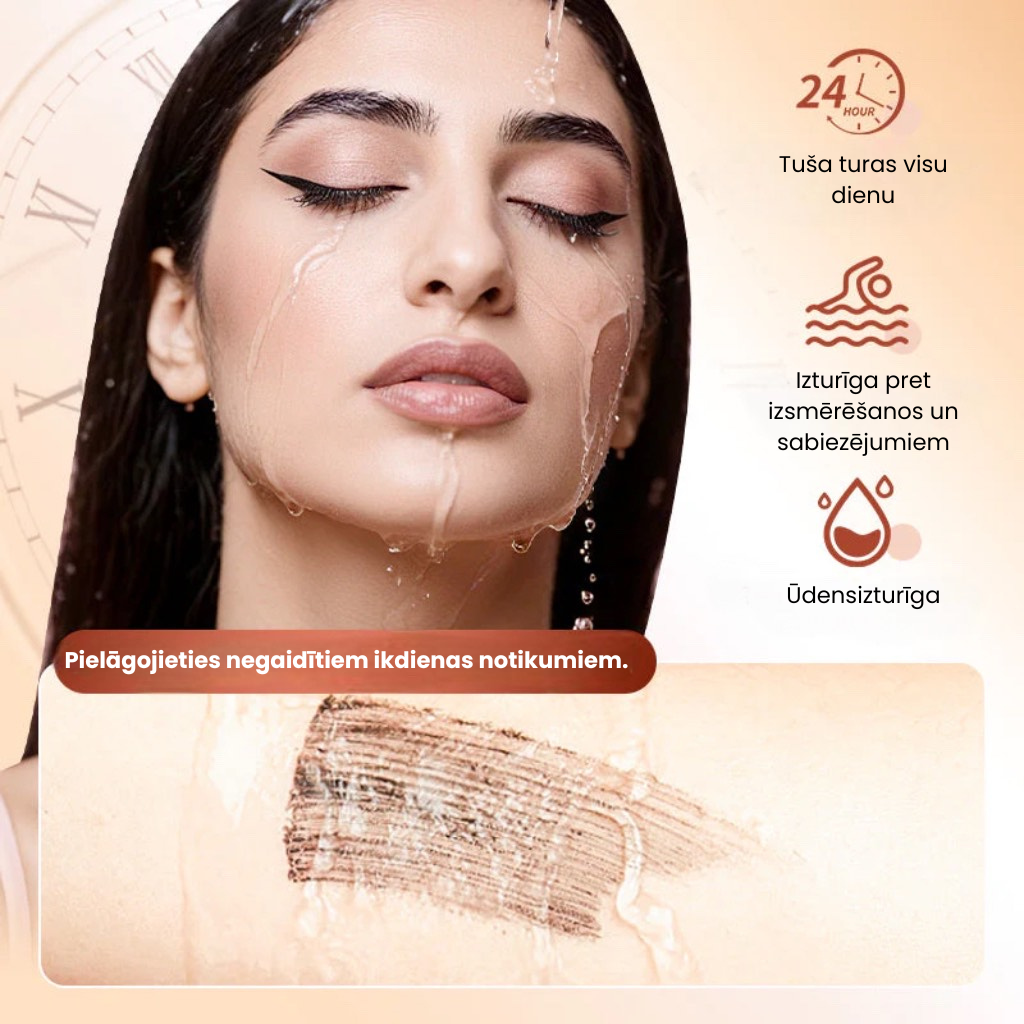 Ilgi­nā­jošā ūdens­iz­turīgā skropstu tuša – bagāti­na­ta ar šķied­rām, kas piešķir inten­sīvu izliekumu un dabisku efektu bez kunkuļiem 💄👁️