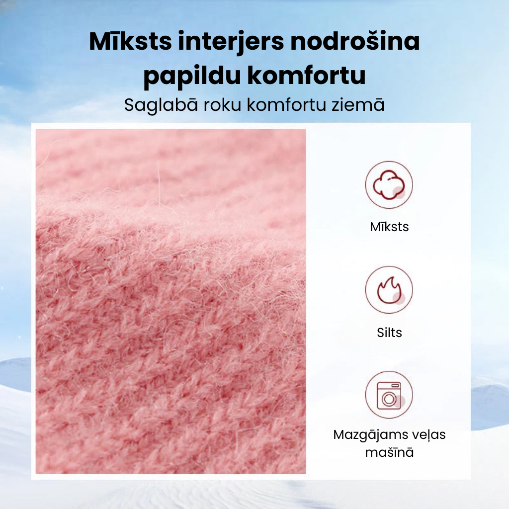 Siltas, termo adītas pieskārieniem jutīgas cimds