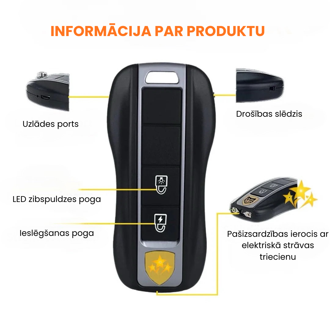 Automašīnas atslēgas formas pašaizsardzības lukturītis