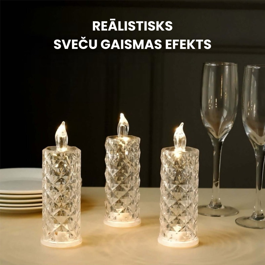 ✨ Kristālrozes svečturis – romantiska gaisma bez piepūles