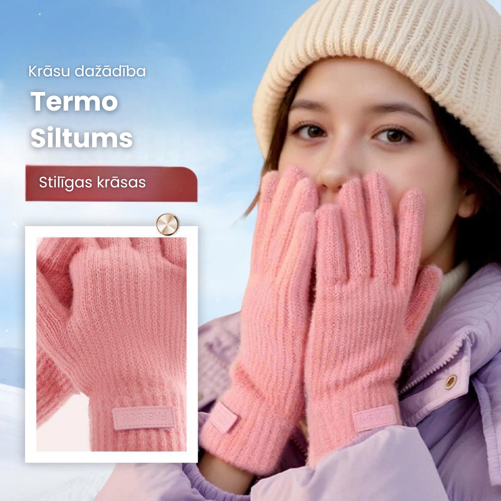 Siltas, termo adītas pieskārieniem jutīgas cimds