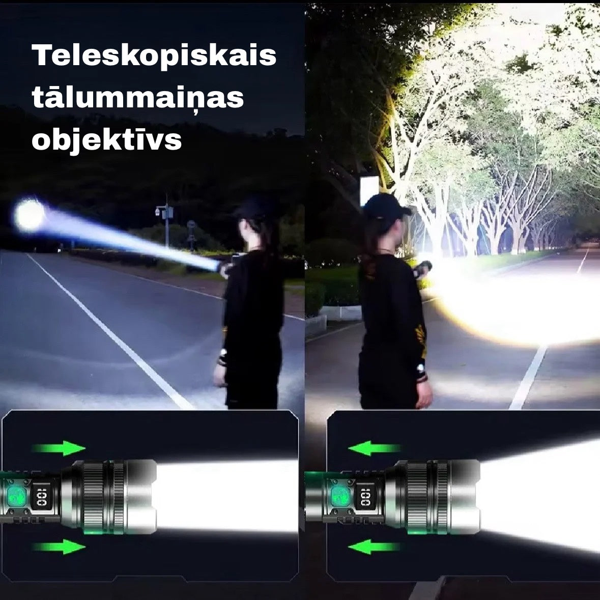 Teleskopiskā tālummaiņas lukturītis – īpaši spilgts LED gaismeklis
