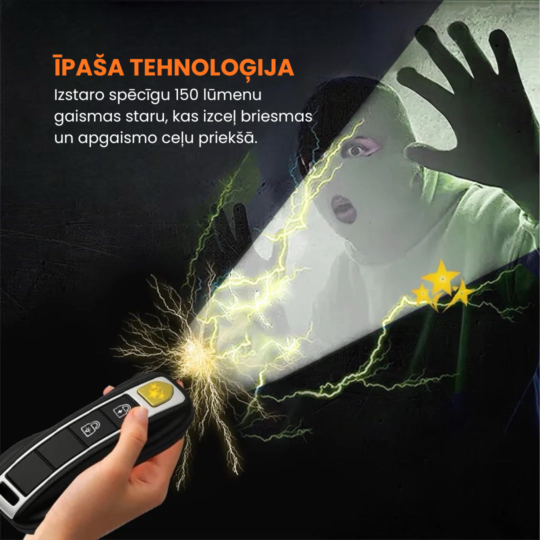 Automašīnas atslēgas formas pašaizsardzības lukturītis