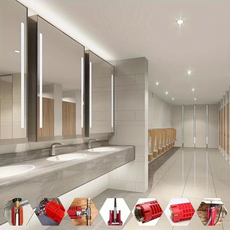 🔧 Daudzfunkcionāls – 8-in-1 santehnikas atslēga