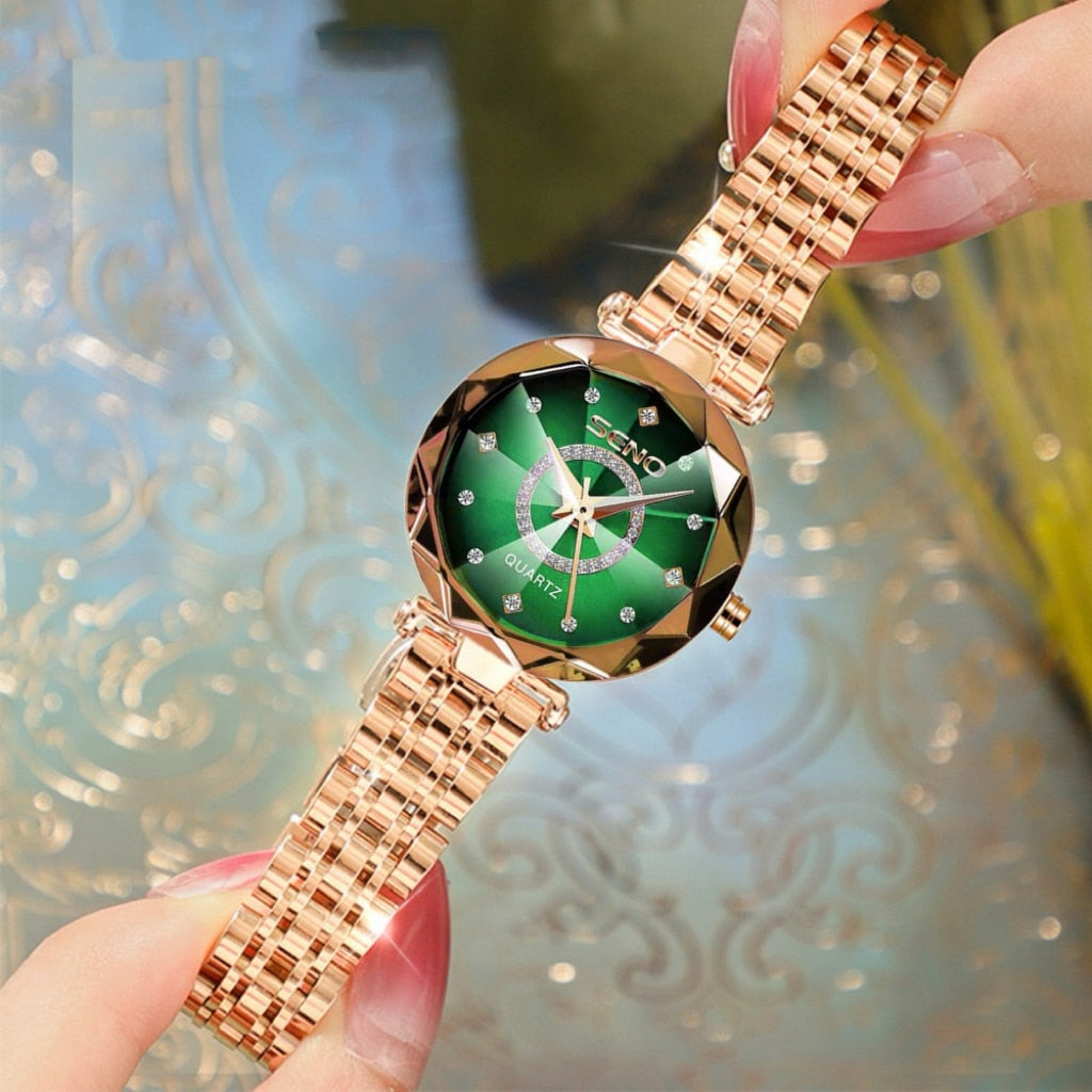 SENO™ Elegance – stilīgs zelta, ādas un ūdensizturīgs pulkstenis